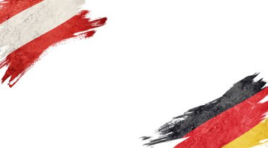 Beyaz Arkaplanda Avusturya ve Almanya Bayrakları